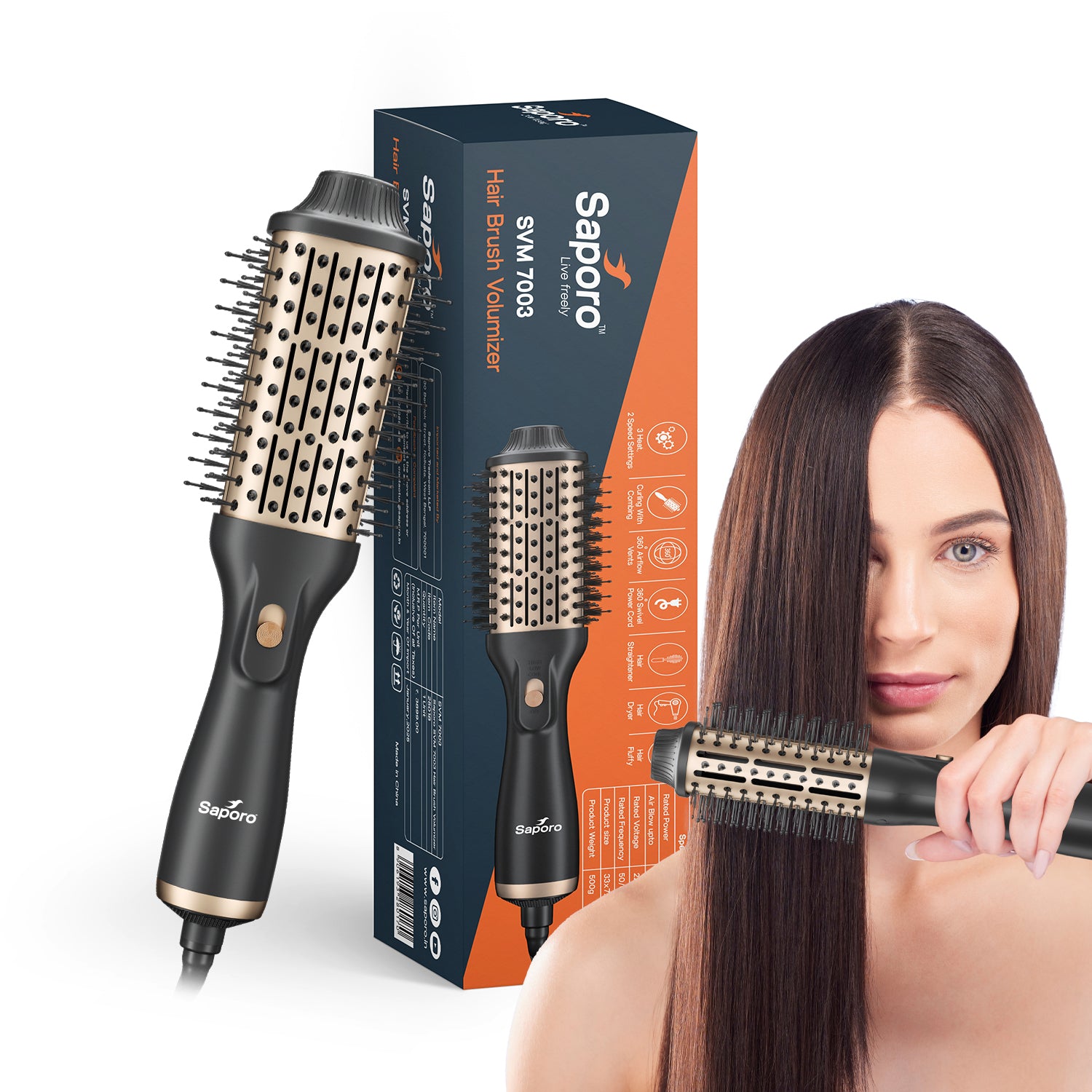 Saporo SVM 7003 Hair Brush Volumizer Hair Dryer - 1200W