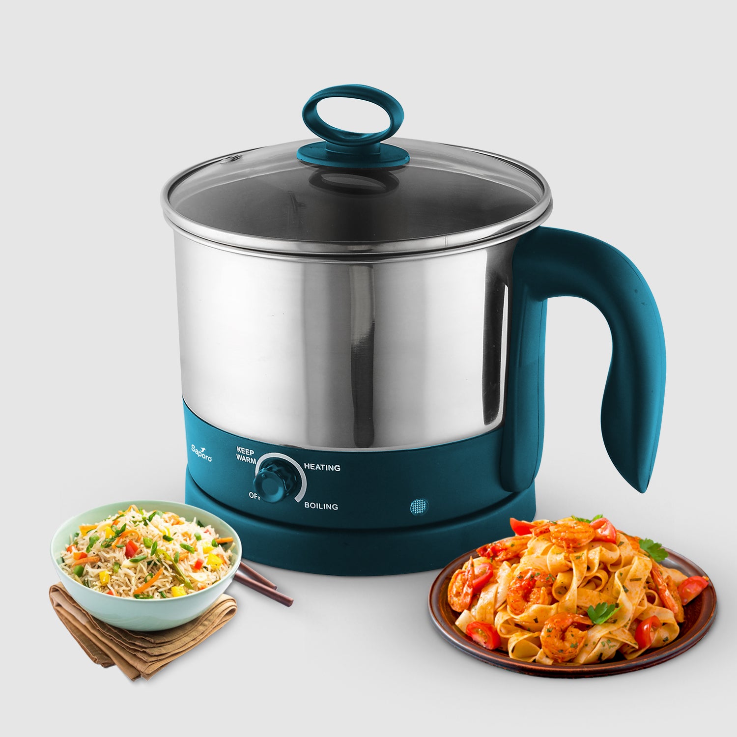 Saporo FlexiPro 1.2L Electric Multicook Kettle - Stainless Steel Body