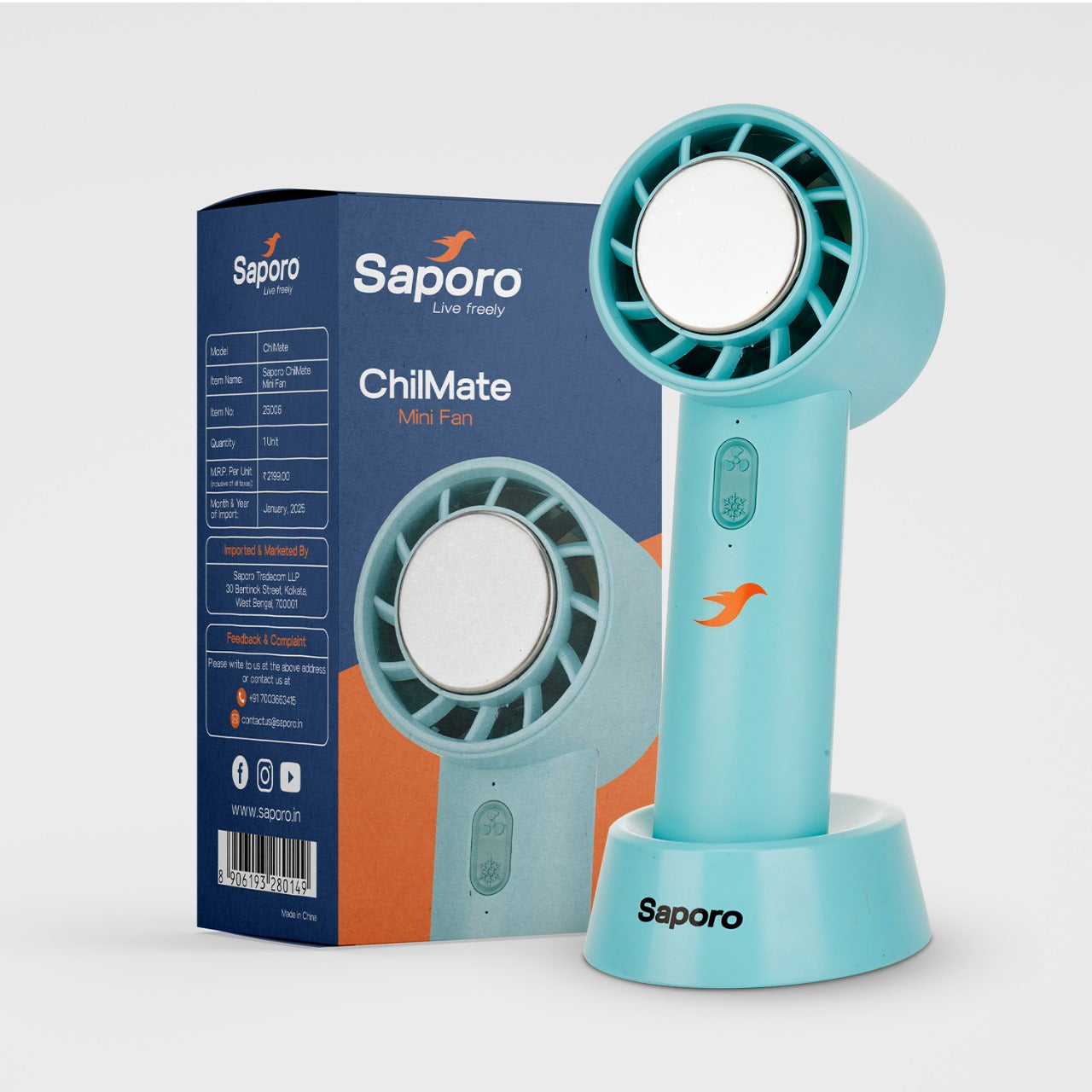 ChilMate Mini Cooling Fan - Handheld, Portable & Rechargeable