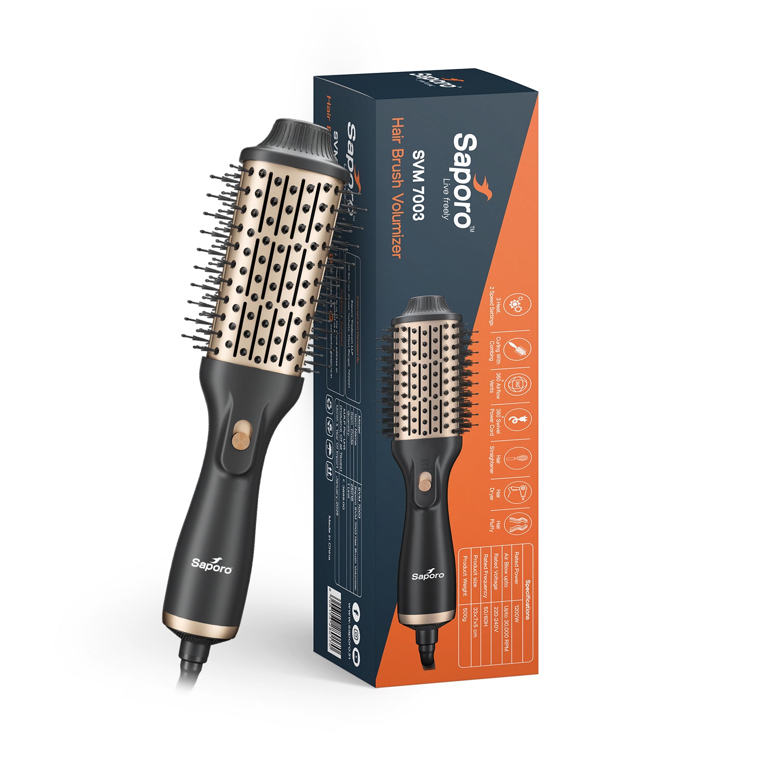 Saporo SVM 7003 Hair Brush Volumizer Hair Dryer - 1200W