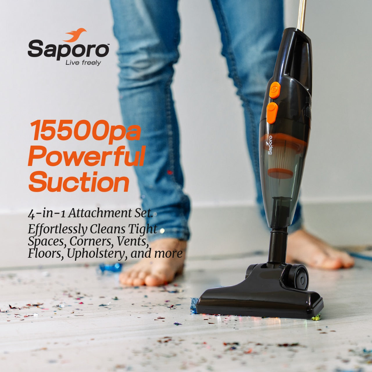 DuoVac Upright 2-in1 Handheld & Stick Dry Vacuum Cleaner for Home