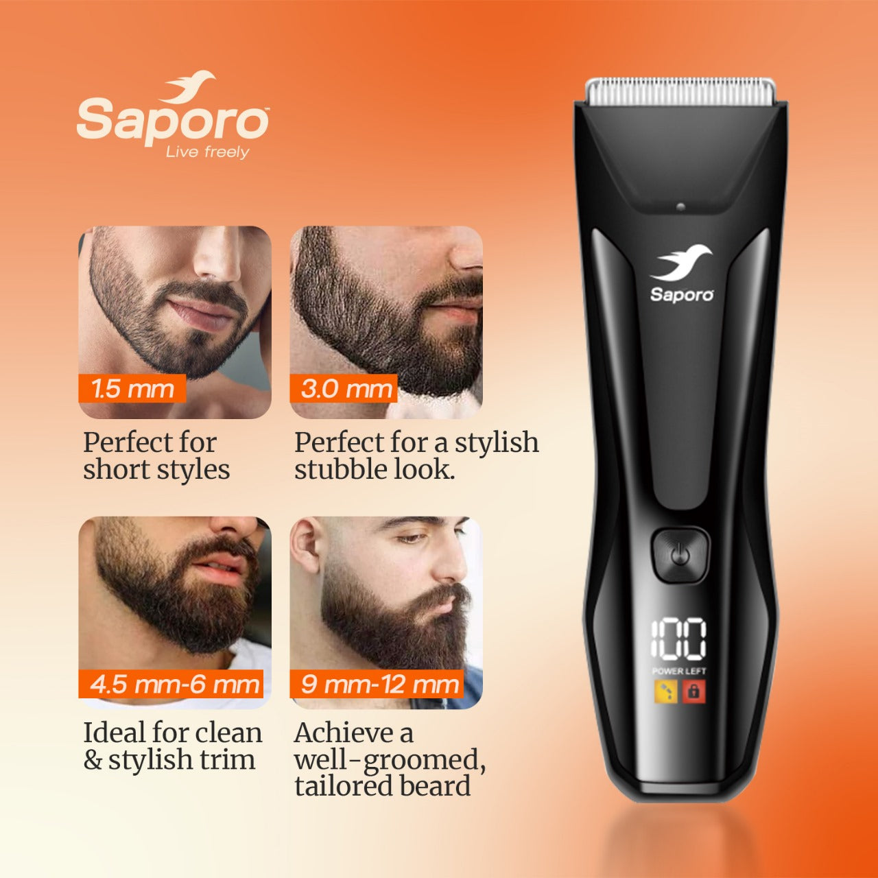 Cordless Multi Trimmer for Men with Digital Display with Charging Dock