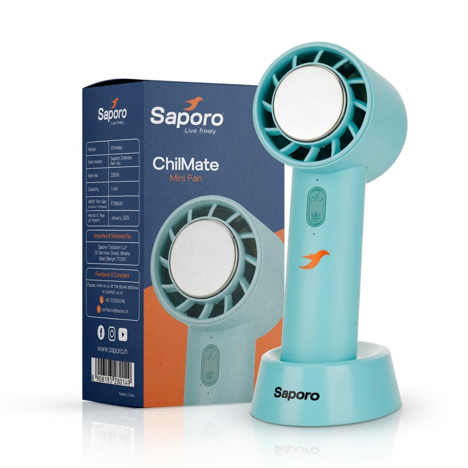 ChilMate Mini Cooling Fan - Handheld, Portable & Rechargeable