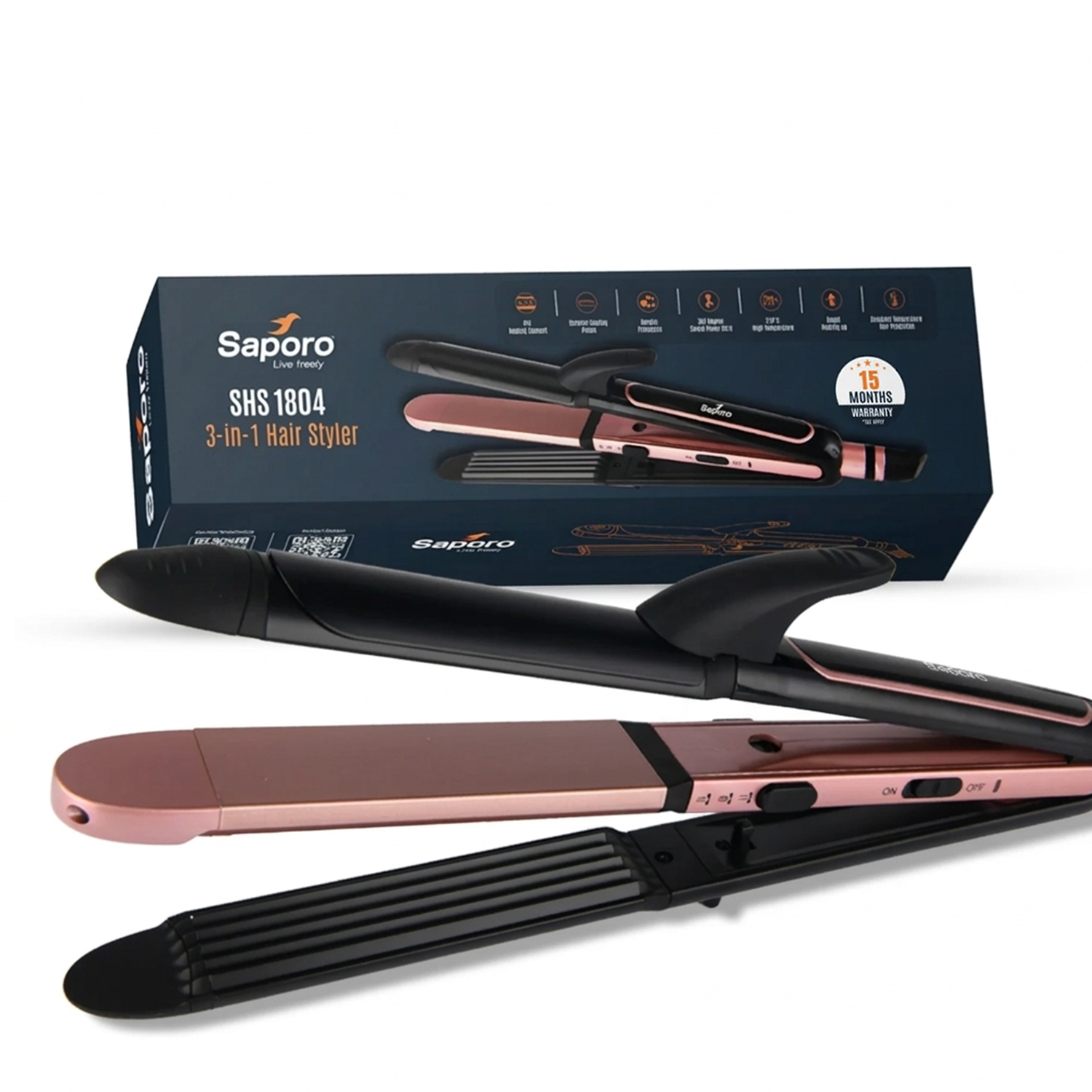 3 in 1 Hair Styler for Women SHS 1804 - Straightener, Crimper, Curler
