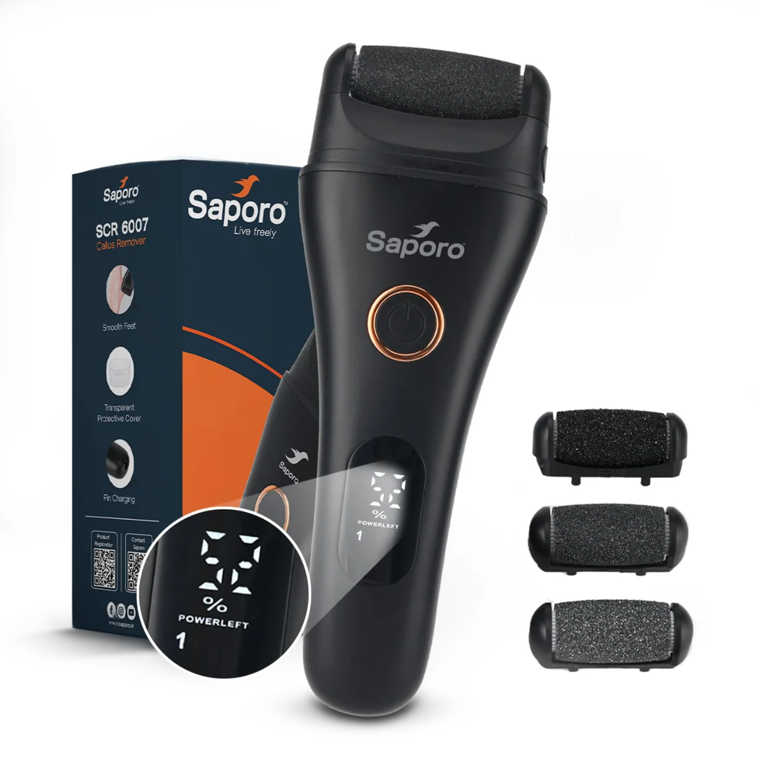 SCR 6007 Electric Callus Remover with 3 Interchangeable Heads