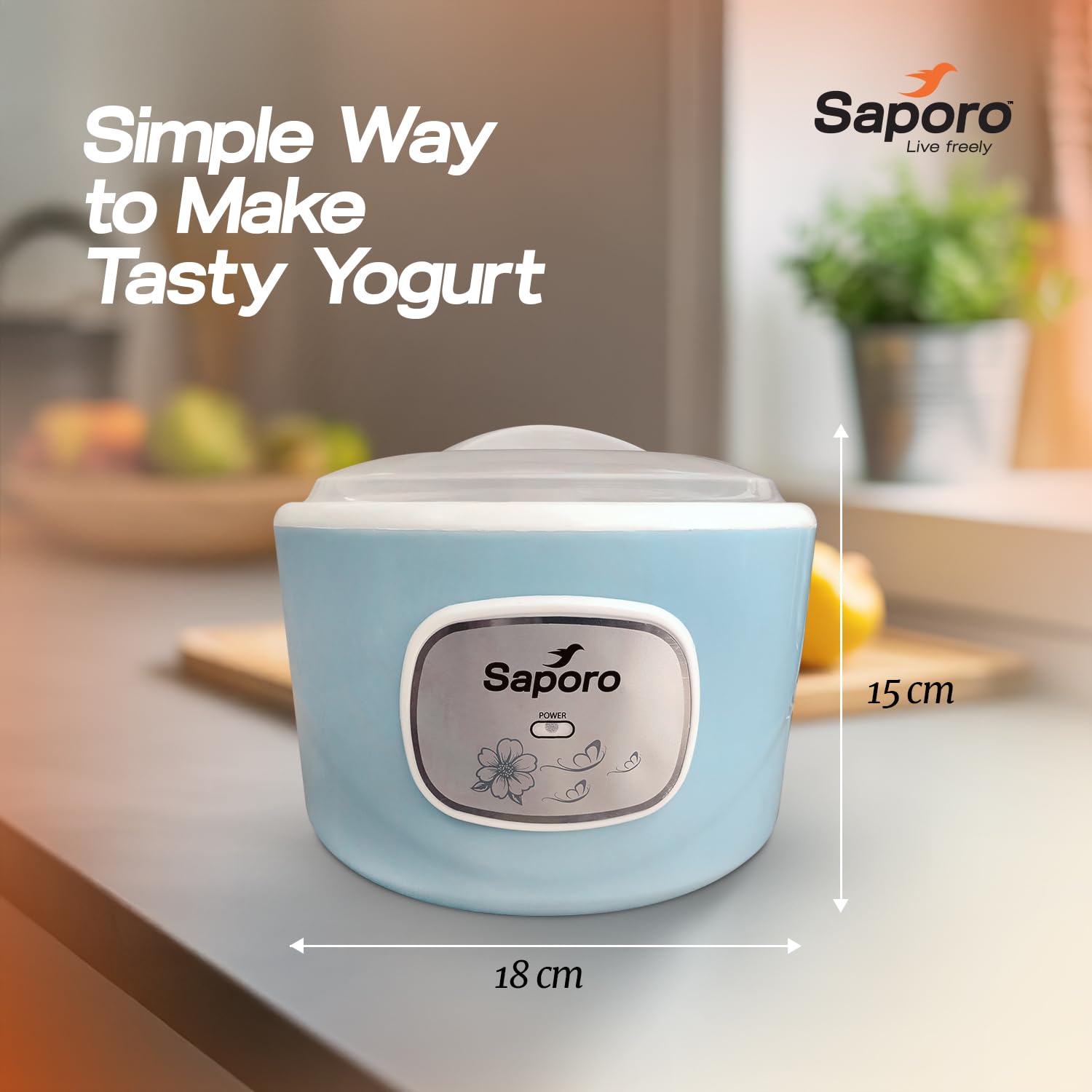 Saporo FitCurd Probiotic Curd Maker Machine 1.2L, Automatic Yogurt & Curd Maker for Kitchen, Auto Temperature Control, 304 Stainless Steel Inner Pot, Storage Lid, Dual Deck Seal
