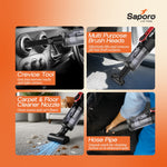 Saporo vacuum cleaner attachments with text on an orange background